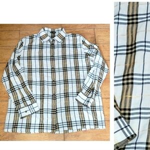 Burberry London Nova Check Plaids With Gold Metallic Details Shirt Size 14